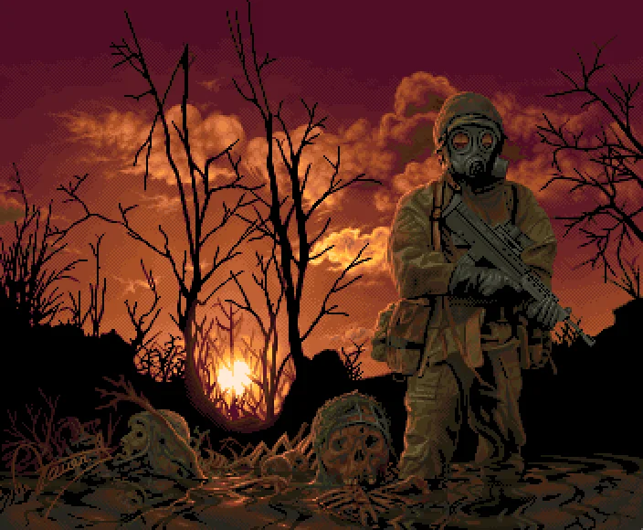 Amiga art for unpublished title, pretty metal.